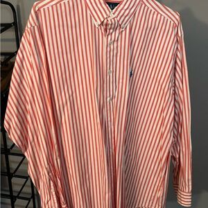 Ralph Lauren Men's Red and White Striped Shirt